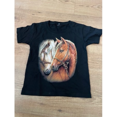 KINDER Paarden print shirt 2 paarden koppen lbr /dbr